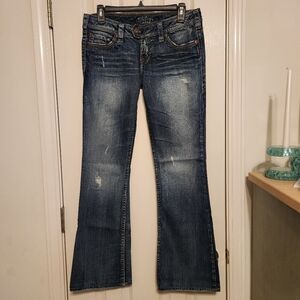 👖Silver Jeans "Tuesday" Distressed Ripped Jeans Size 27/33 EUC